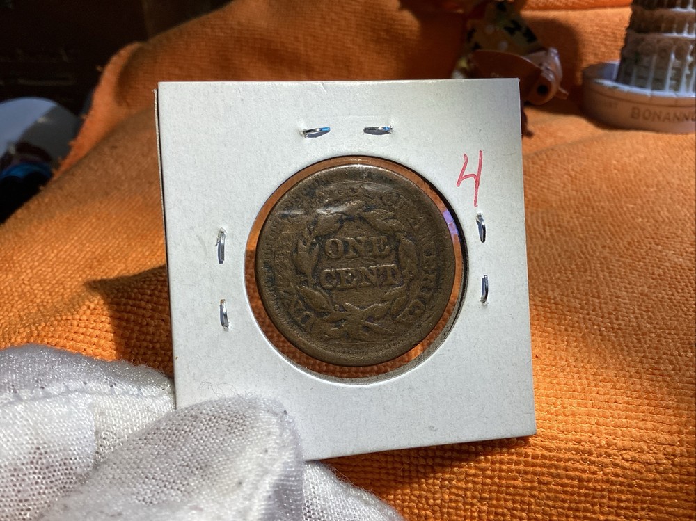 1854 BRAIDED HAIR LARGE CENT LOWER GRADE #4
