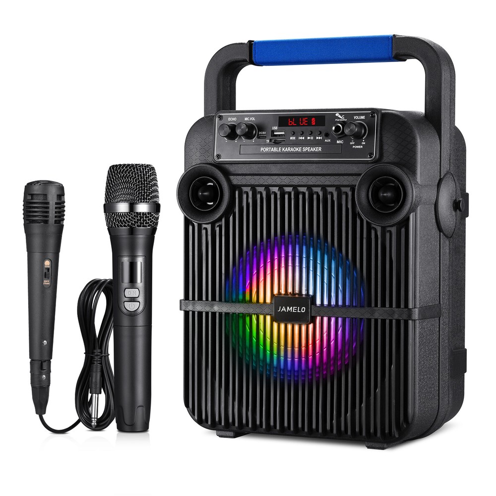 JAMELO Portable Bluetooth Speaker with Wireless Microphone Karaoke System