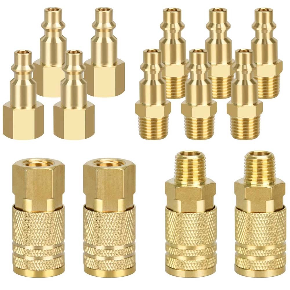 14pcs Air Hose Fittings, 1/4" NPT Quick Connect Air Coupler and Plug Kit I/M