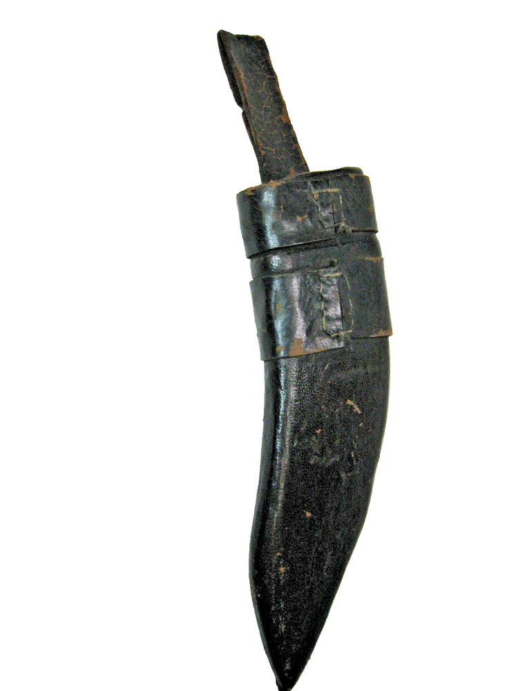 Unknown Maker Small Fixed Blade Knife White Handle w/ Handmade Leather Sheath