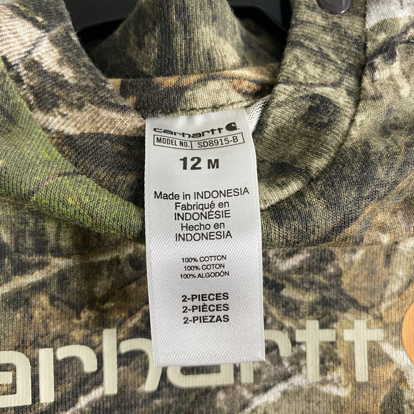 Carhartt Baby Boys 12 Months Camo Bodysuit and Canvas Shortall Set 2 Piece Set