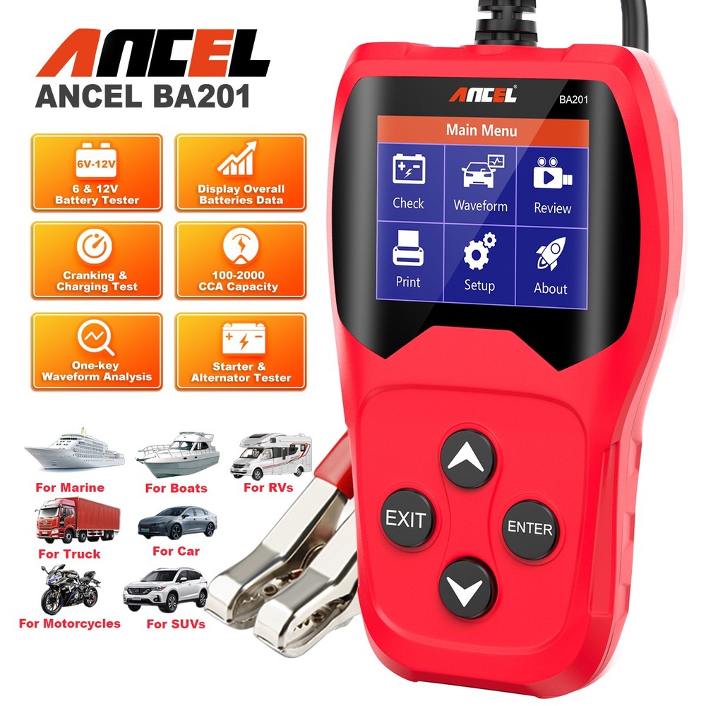 100-2000CCA 12V Car Battery Load Tester Digital Cranking Charging Test Analyzer