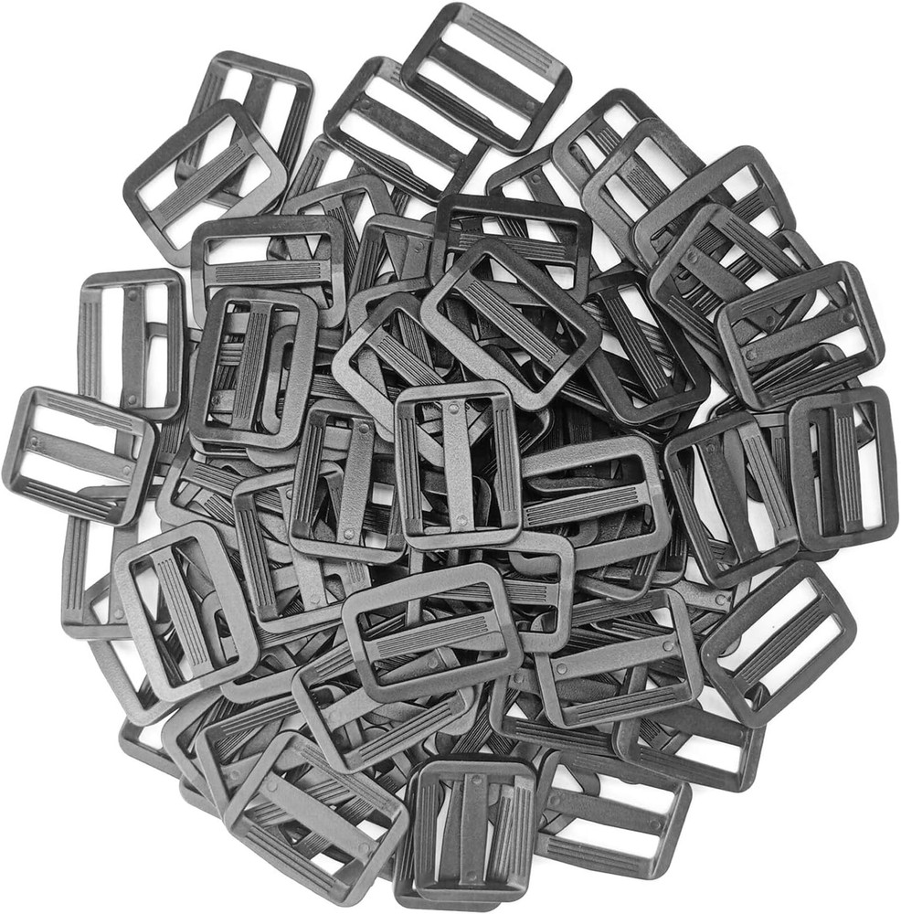 200Pcs 1 Inch Plastic Tri-Glide Slides Buckles,Adjustable Webbing Strap Triglide