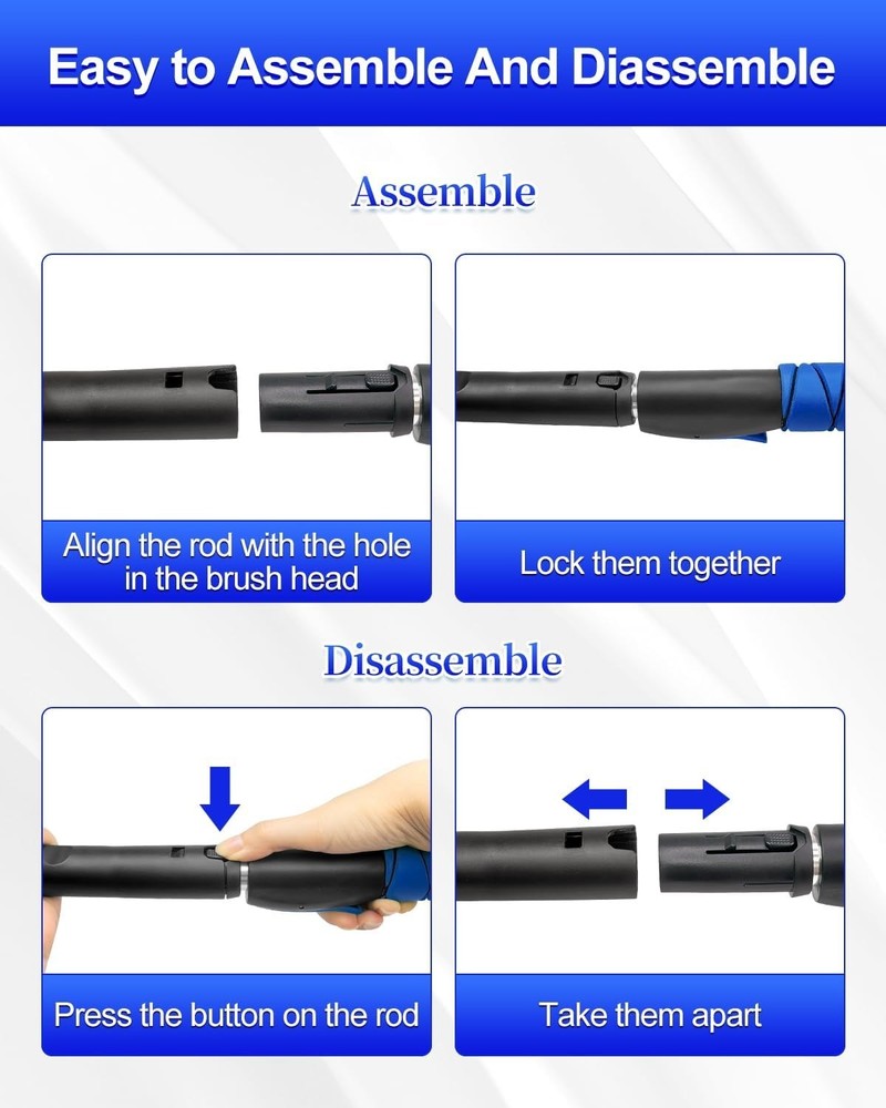 Lightweight Extendable Snow Brush & Ice Scraper with Tough Jaw Design - Blue