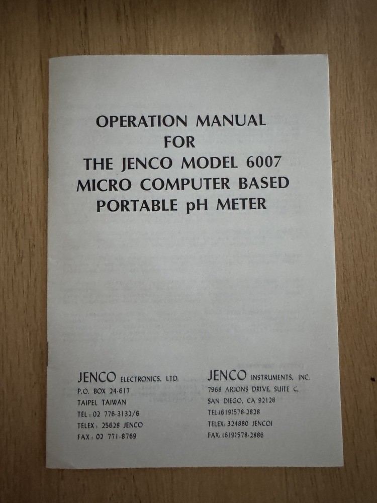 Jenco Model 6007 Micro Computer Based Portable pH And Temperature Meter Kit