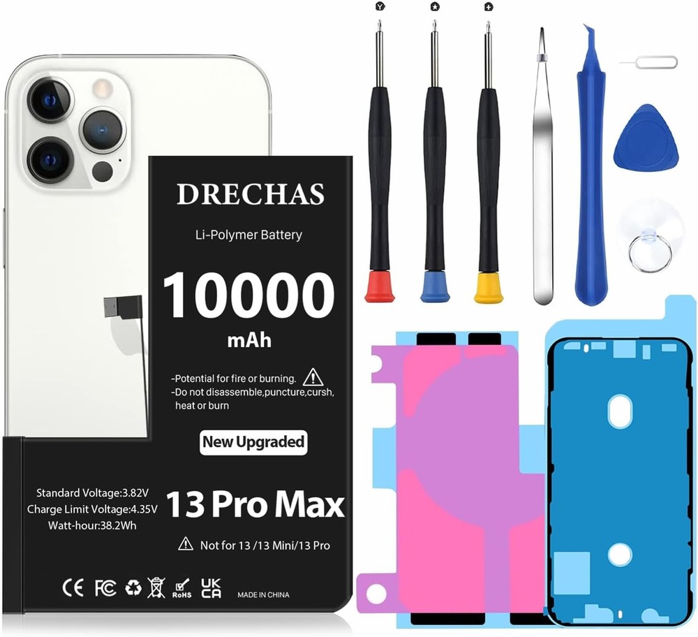 10000mAh Battery for iPhone 13 Pro Max Upgraded Capacity Li Polymer Replacement