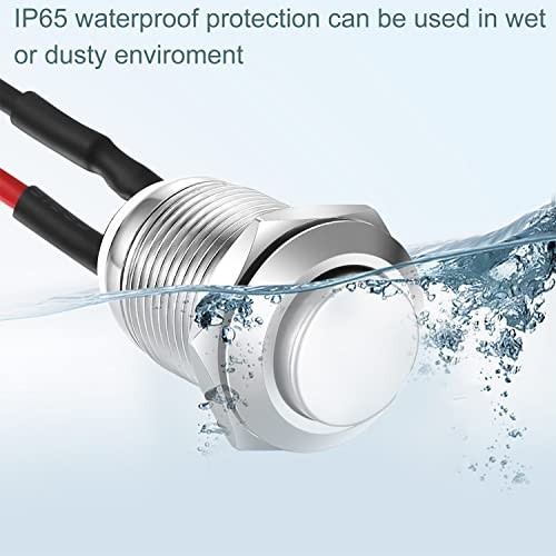 3 Pcs 12mm Prewired High Head Waterproof Push Button Latching 2A SS-Latching