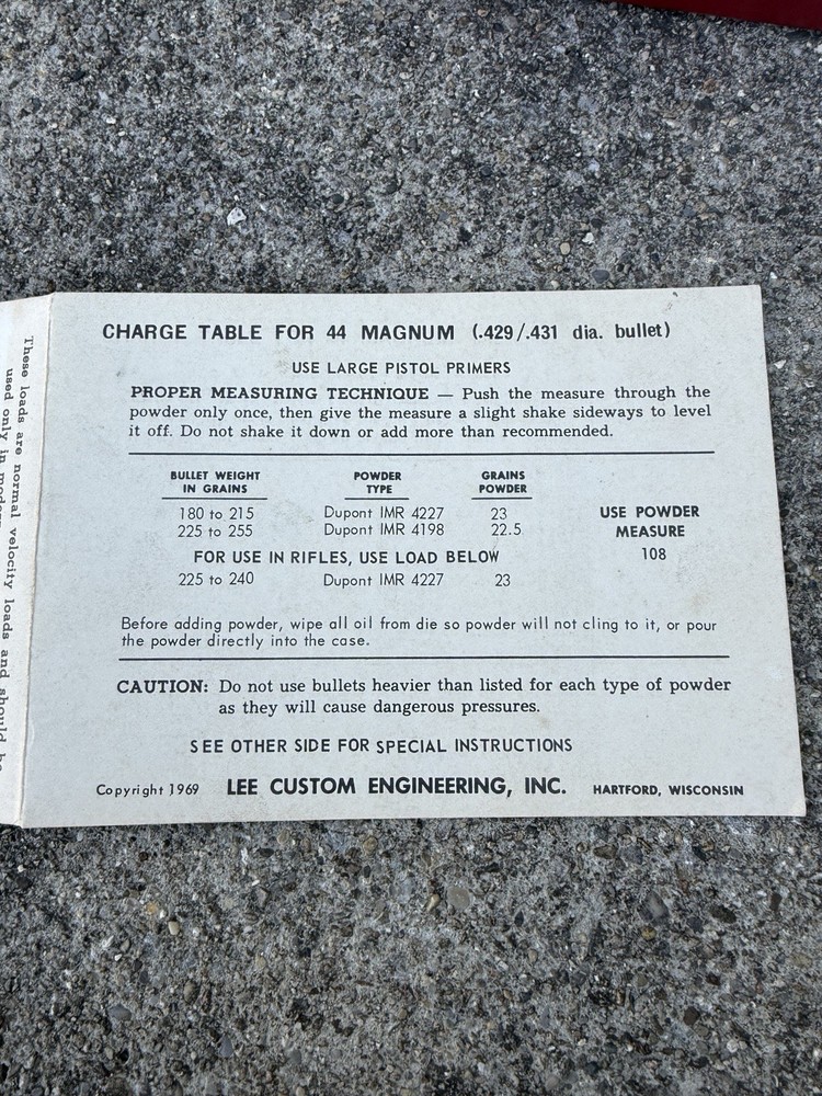 Lee Loader .44 Magnum Complete Reloading Tool Set w/ Instructions .429/.431