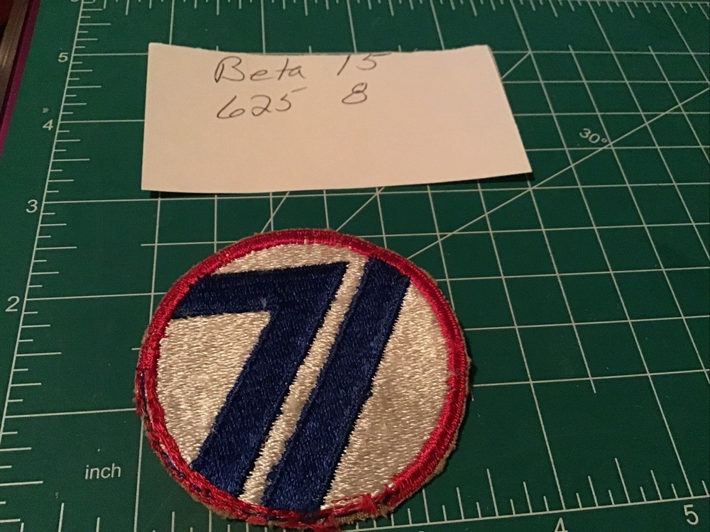 71st Infantry Division Patch-Cut Edge-Snow Back---Original WW-II