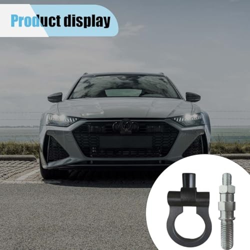 Car Front Bumper Tow Hook, Waterproof Screw-on Trailer Pull Ring, Car Black