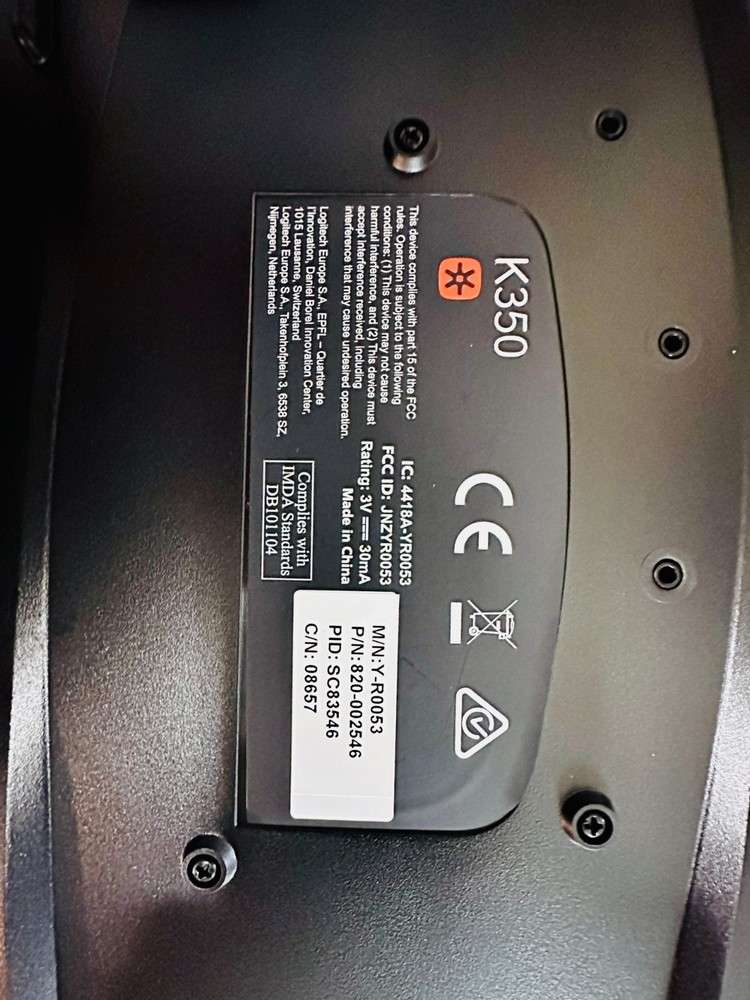 Logitech K350 Wireless Ergonomic Keyboard Mouse Combo Unifying USB