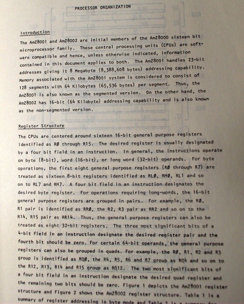 Advanced Micro Devices AMZ8001/2 Instruction Set