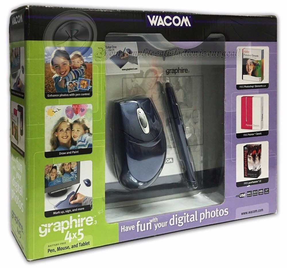 Wacom Graphire 3 4x5 USB Tablet w/Pen, Mouse & Software CD's CTE430SA