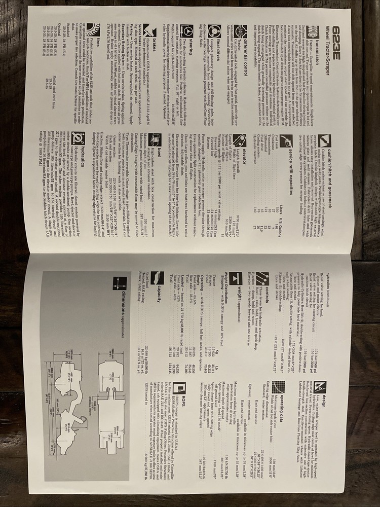 Caterpillar 623E Wheel Tractor-Scraper Brochure ‘86