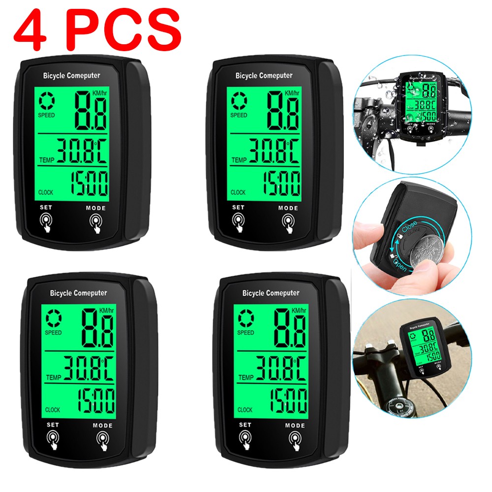 4X Waterproof Wired LCD Digital Cycle Bike Computer Bicycle Speedometer Odometer