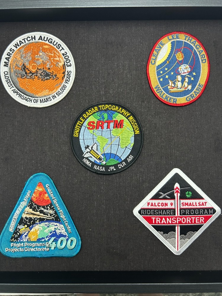 NASA Space Patch Display SRTM Falcon 9 Shuttle Framed Shadow Box