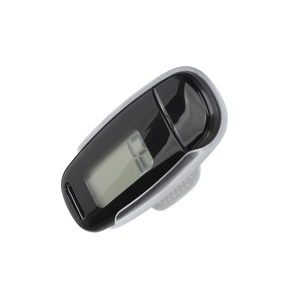 (Black)Step Counter Large LCD Screen USB Rechargeable Accurate Portable AN