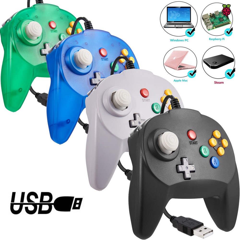 For Switch PC MAC N64 USB Controller Gamepad Joypad for Steam & Super Retrocade