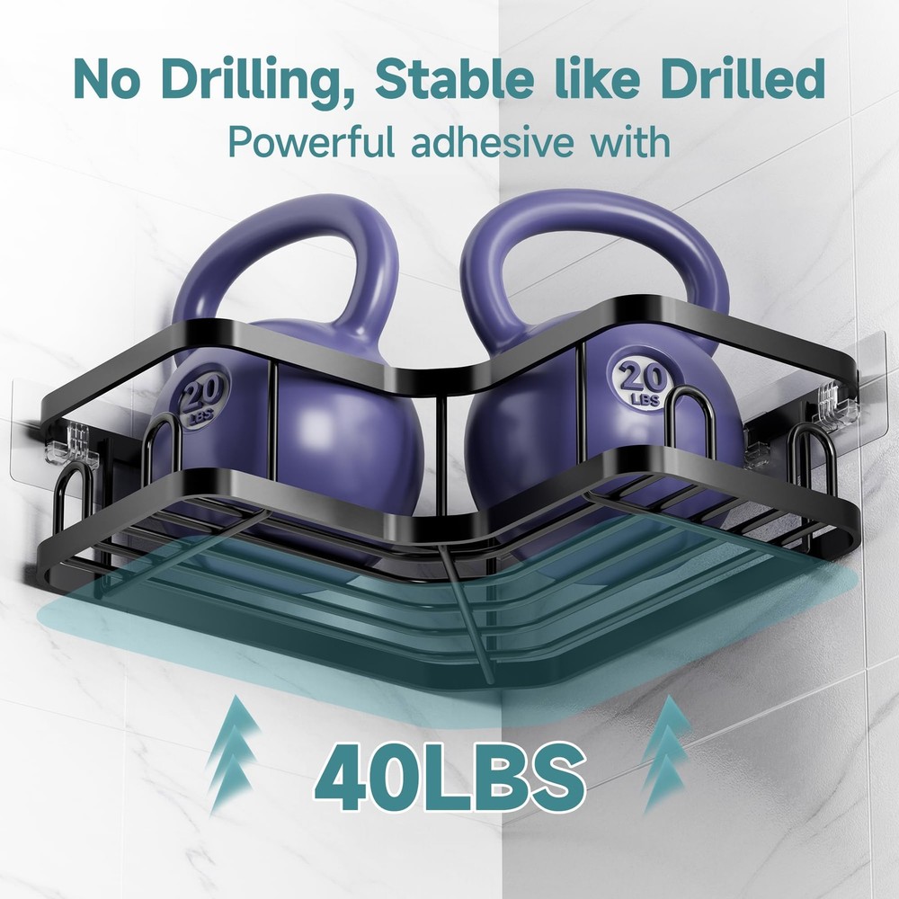 Corner Shower Caddy 5-Pack, Advanced Rustproof Design, No Drilling Adhesive S...