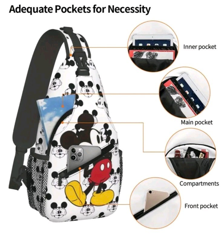 Disney Mickey Mouse Sling Backpack Crossbody Shoulder Bag