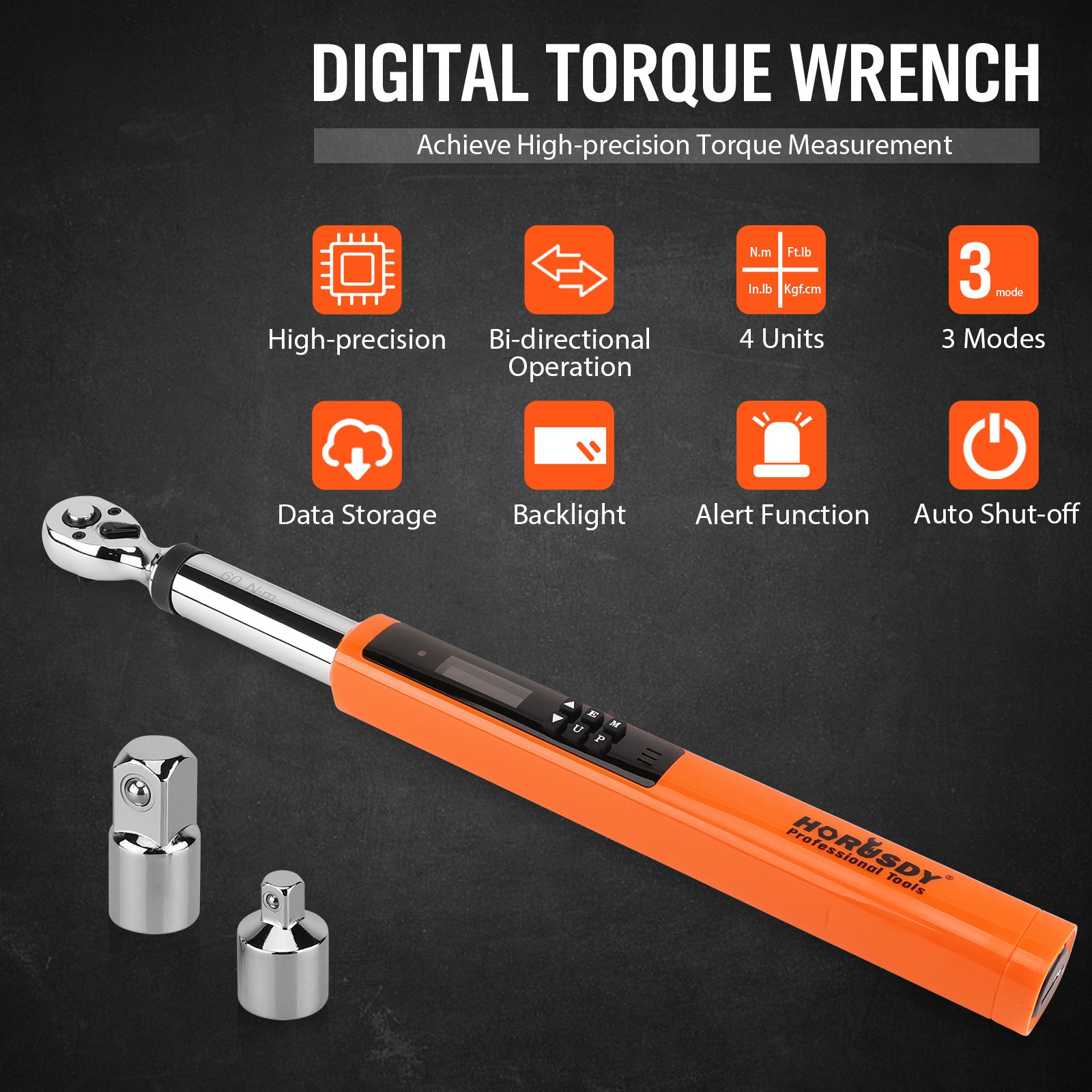 1/2"/3/8'' Digital Torque Wrench Set 25~250Ft-Lb/17-340N.m&4.4~44.3Ft-Lb/3-60N.m