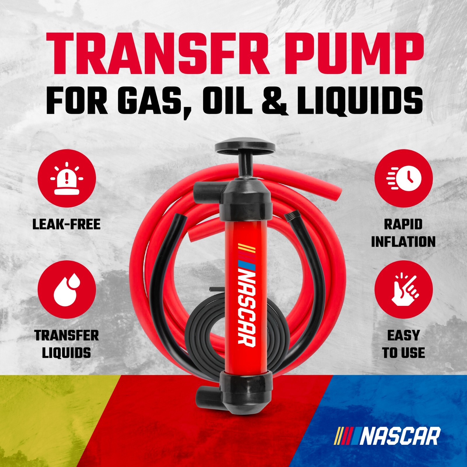 NASCAR Transfer Pump-Multi-Use Hand Siphon for Gasoline, Oil & Liquids, Air Pump