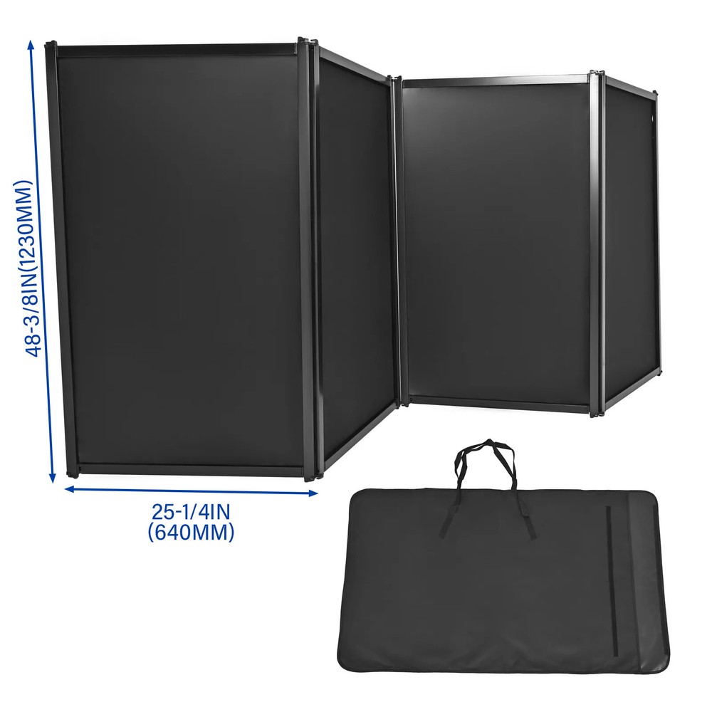 DJ Foldable Booth Panels 4-Panel Black Portable Facade Event Booth Panels