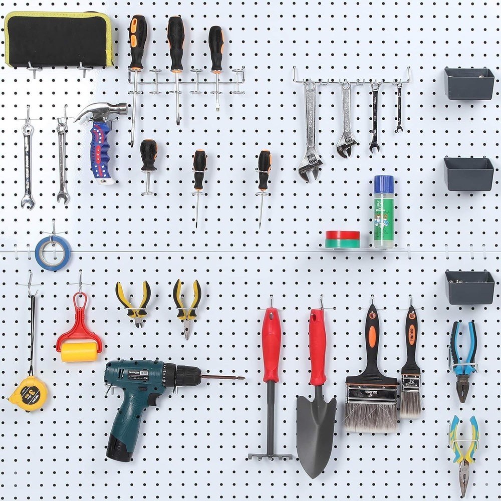 Durable 80-Piece Pegboard Hook Set with Bins & Peg Locks for Garage Storage
