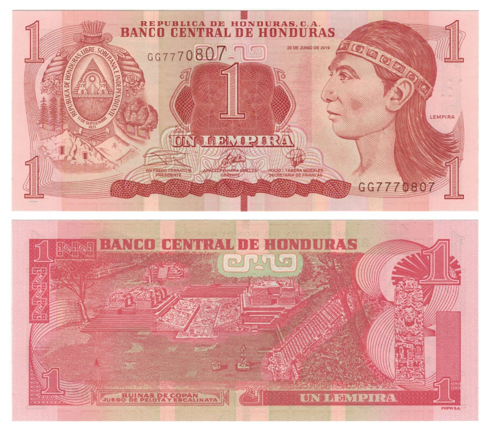 Honduras 9 PCS Set: 1 to 500 Lempiras (2019/2023) - p-96d to p-113a UNC