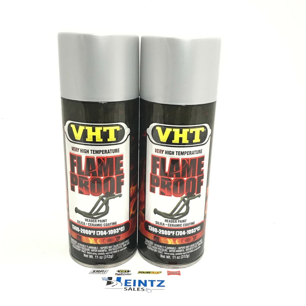 VHT SP106-2 PACK FLAT SILVER High Temperature Flame Proof Header Paint - 11 oz