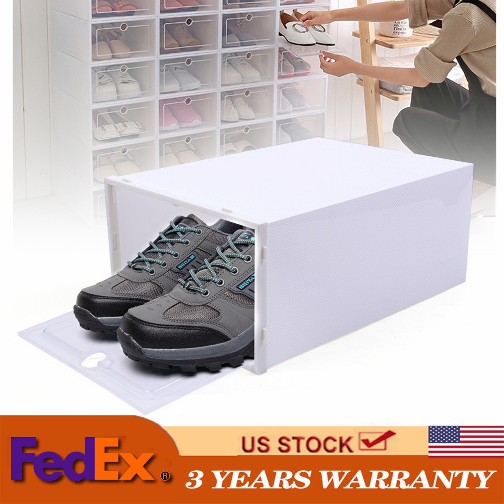 20Pcs Home Stackable Clear Plastic Transparent Shoe Box Storage Organizer