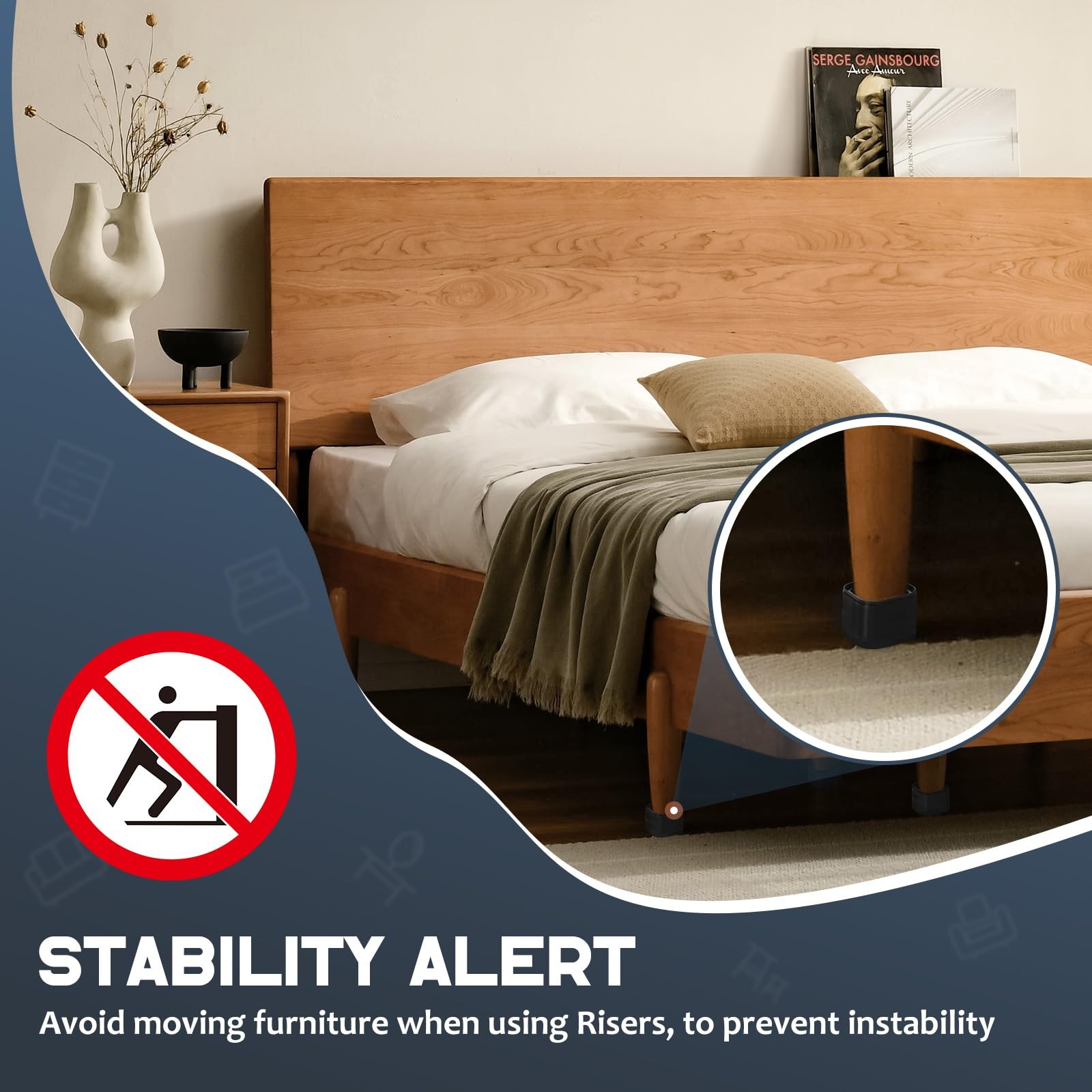 12 Pack Furniture Risers Adjustable Bed Risers 1 Inch Heavy Duty for Couch De...