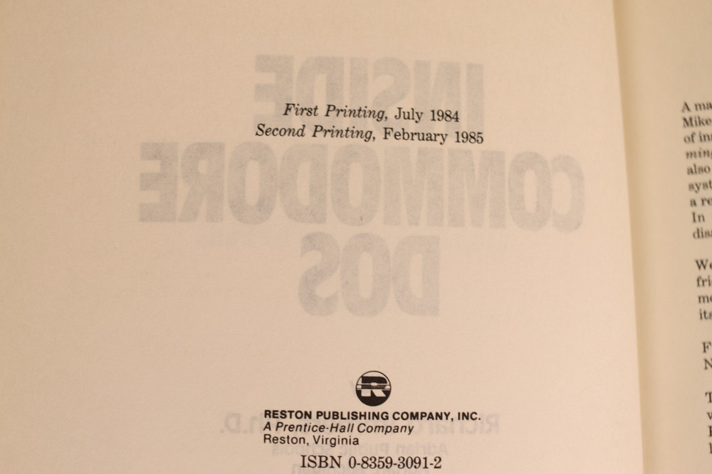 Inside Commodore DOS by Immers & Neufeld 2nd Printing 1985