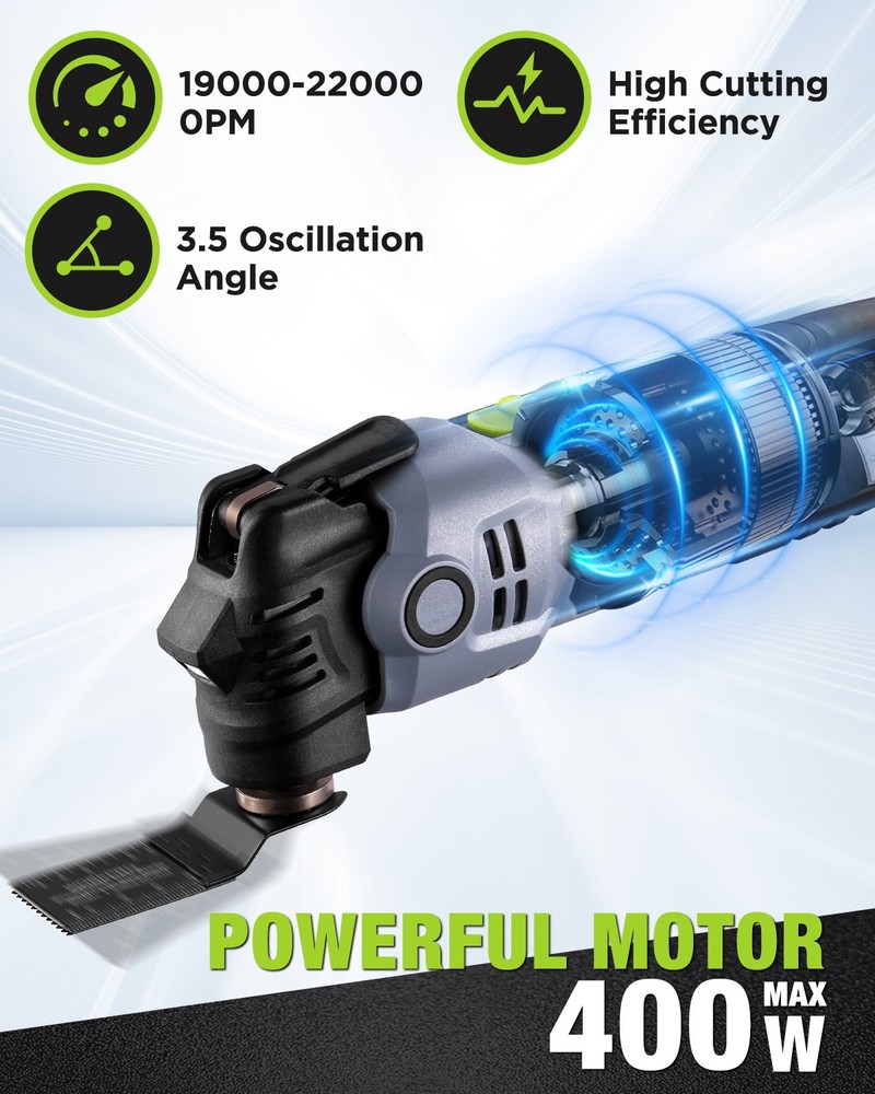 WORKPRO 400W Oscillating Multi-Tool Power Saw Adjustable 6-Speed Control