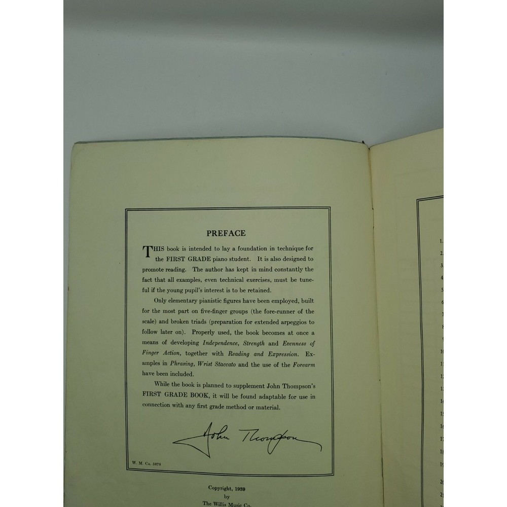 John Thompson First Grade ETUDES 1939 music study book