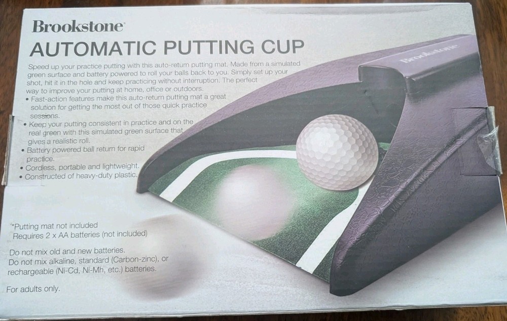 Brookstone Automatic Putting Cup Golf Ball Return Trainer Practice Aid New