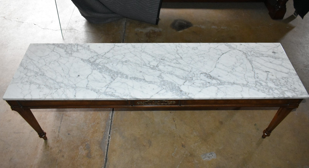 Vintage Weiman Marble Top Console Table Neoclassical Style Coffee Table