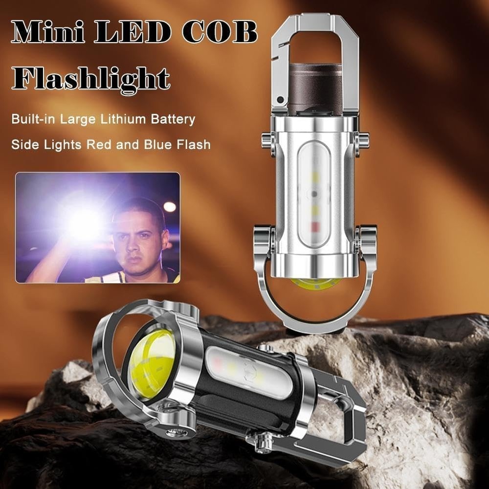 1200LM Mini Key Ring Flashlight, Super Bright & Waterproof Recharge