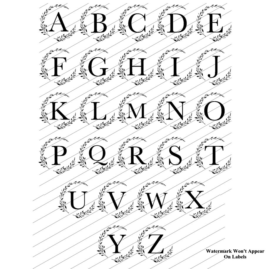 60 Return Address Labels Personalized Printed 3/4" x 2 1/4" Wreath Monogrammed