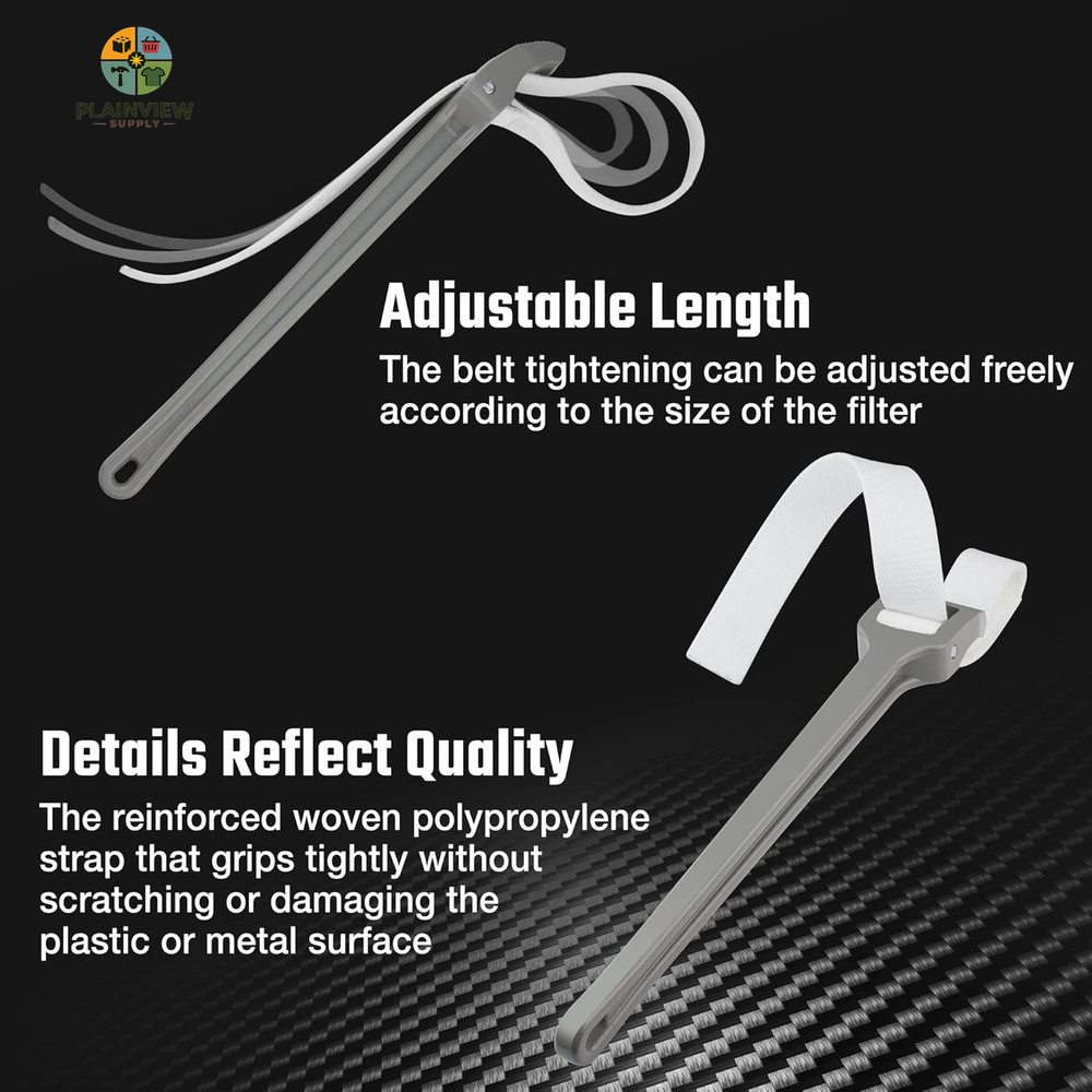 Strap Wrench 18" Handle, Adjustable Nylon Strap Pipe Wrenches, Oil Filter Strap