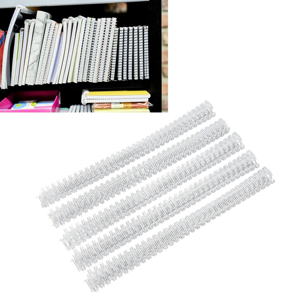 White 100x Double Loop Wire Binding Spine 60 Sheet Capacity 3:1 Pitch 34 Loop 9.