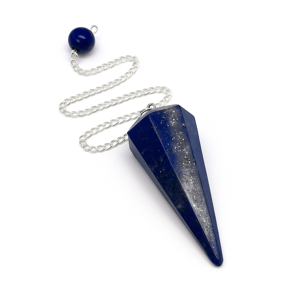 Lapis Lazuli Pendulum Dowser Chain Crystal Dowsing Divination Gemstone Tool Gift