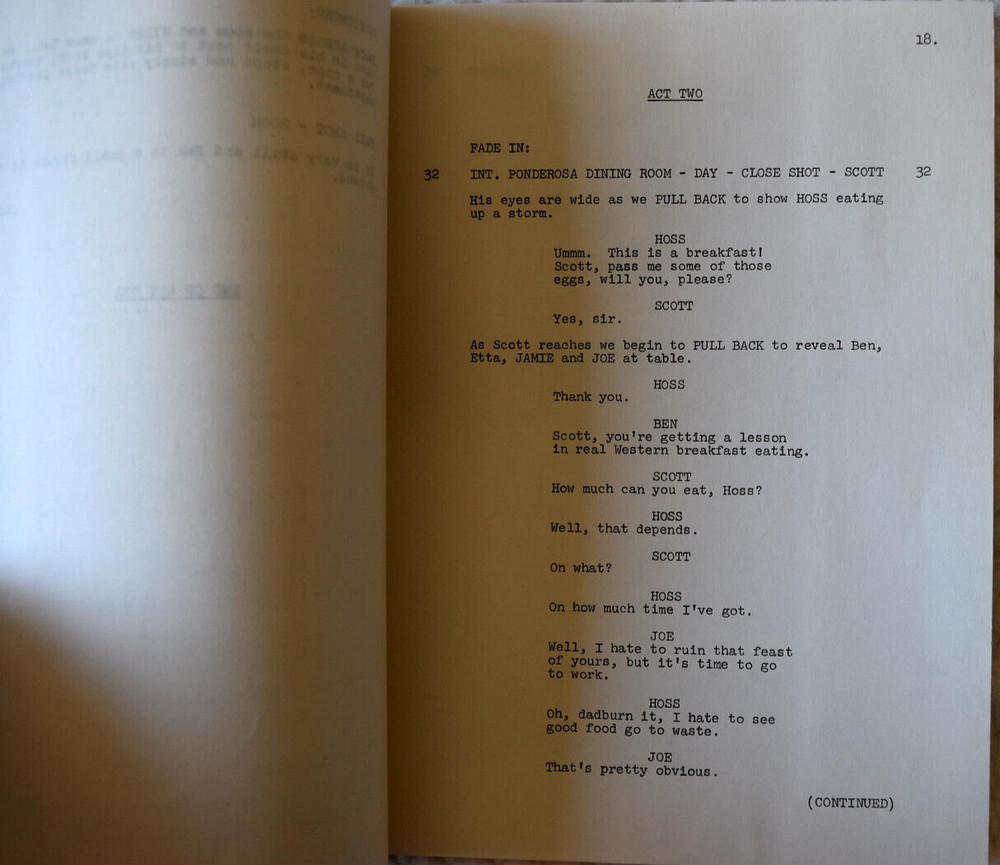 1970 Bonanza "The Love Child" Original First Draft Screenplay Script+Call Sheets