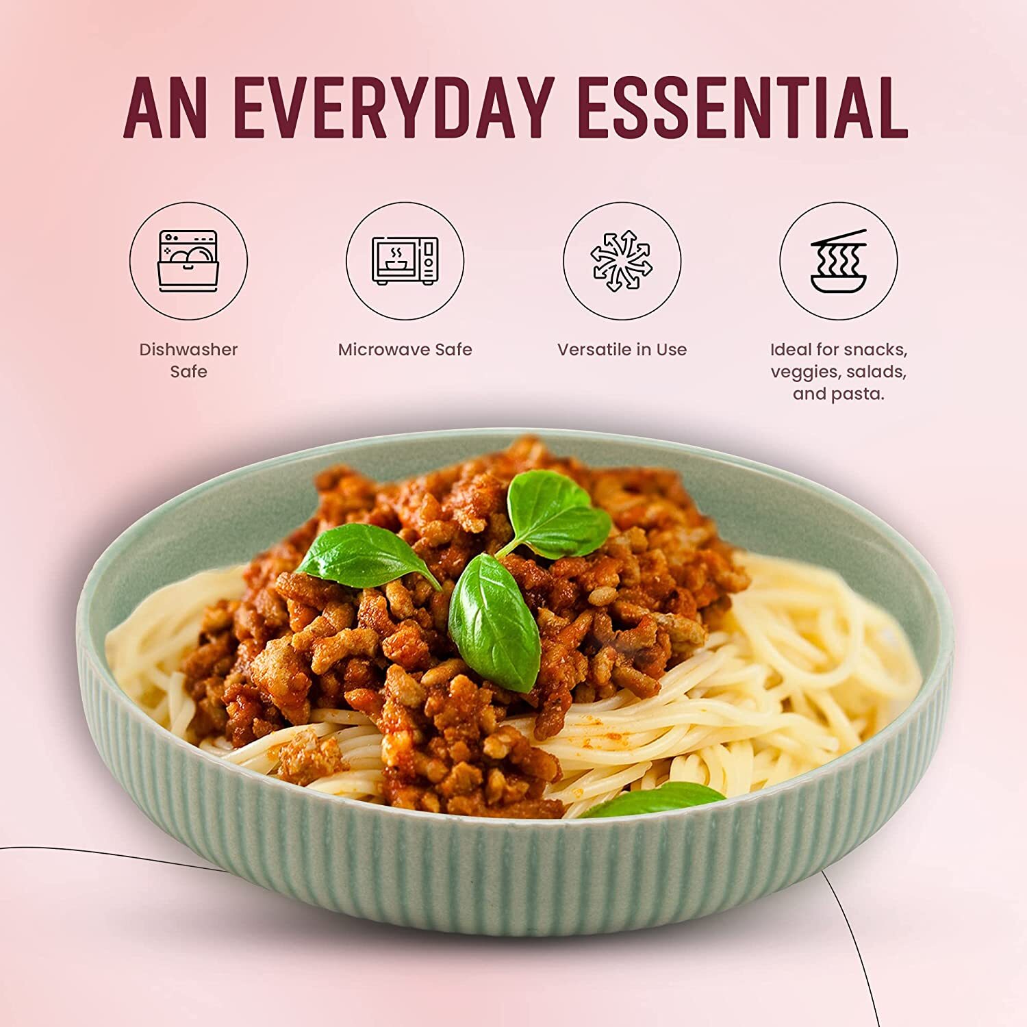 American Atelier Large Pasta Bowls Set of 4-40 oz - Green/Light Blue/Blush