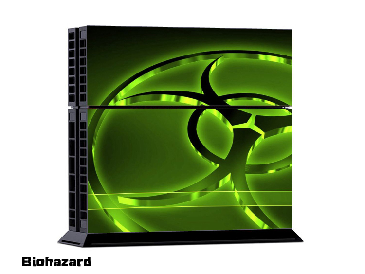 Sony PS4 Console and Controller Skins -- Green BioHazard (#216)