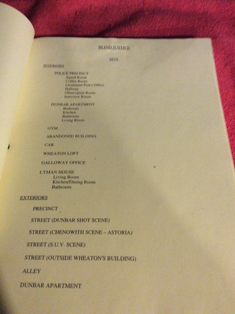 ORIGINAL SCRIPT BLIND JUSTICE RON ELDARD STEVEN BOCHCO MARISOL NICHOLS