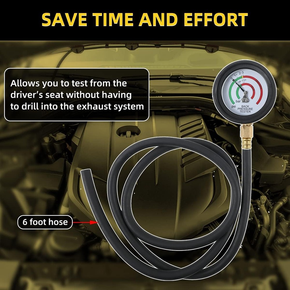 Auto Car Exhaust System Back Pressure Tester Meter Gauge Test Tool Kit Sensor