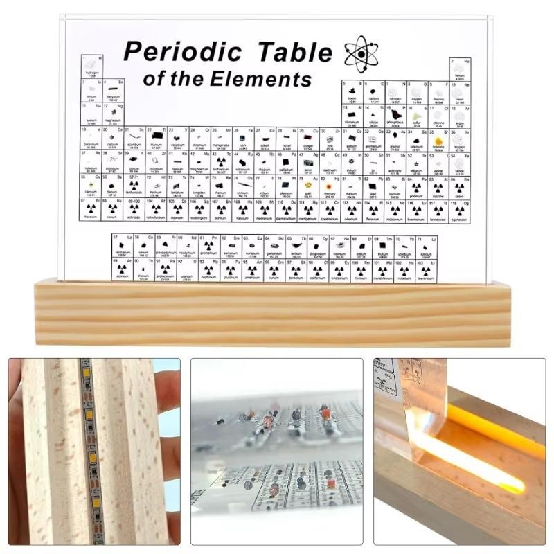 Acrylic Periodic Table Display Mendeleev Elements Science Desk Decor Gift