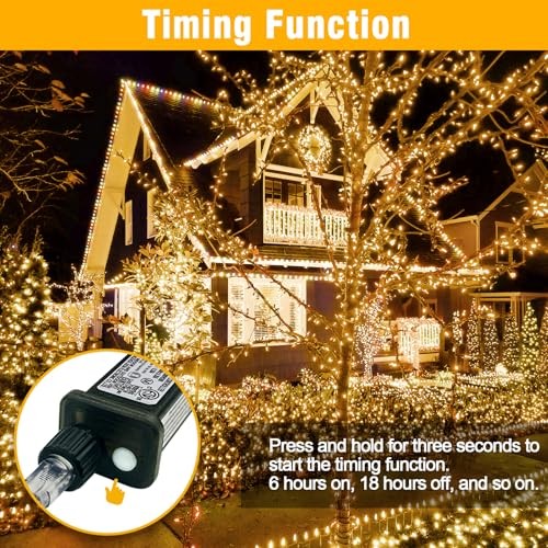 210 LEDs Warm White LED String Lights – 70FT Transparent Wire, 70FT, Warm White