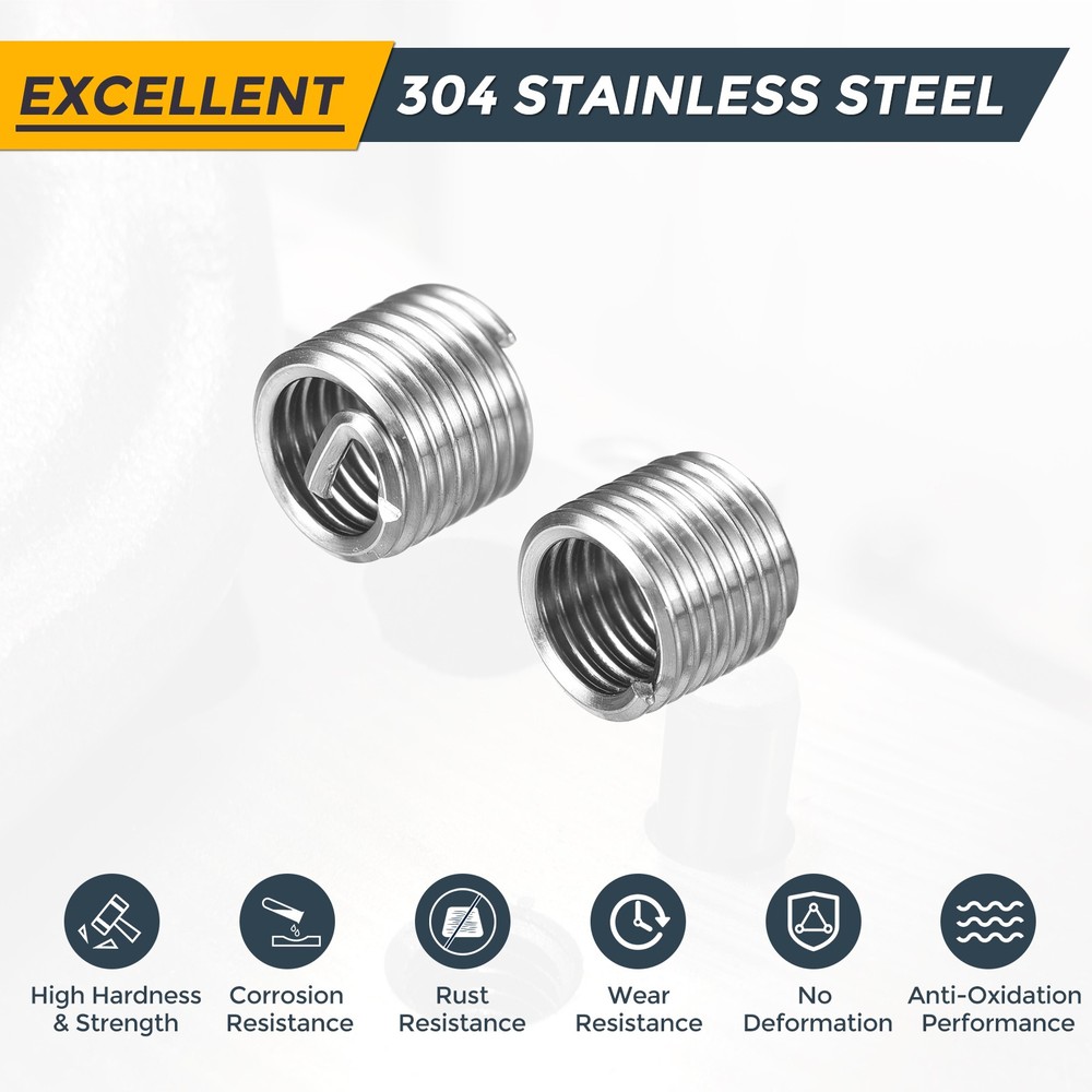 100pcs Wire Thread Inserts M6 x 1 x 1.5D Metric Helical Threaded Sleeve